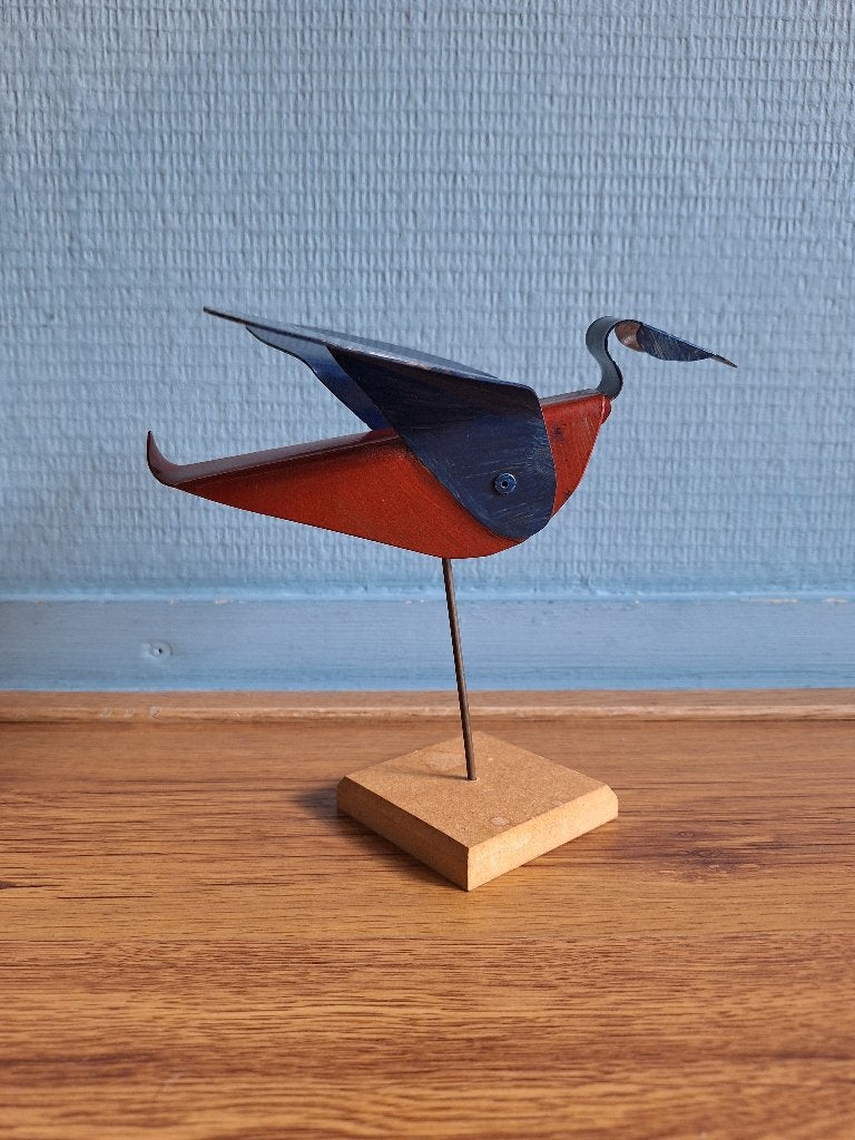 Metalen kunstvogel, Ophalen of Verzenden, Zo goed als nieuw, Meerkleurig, Metaal