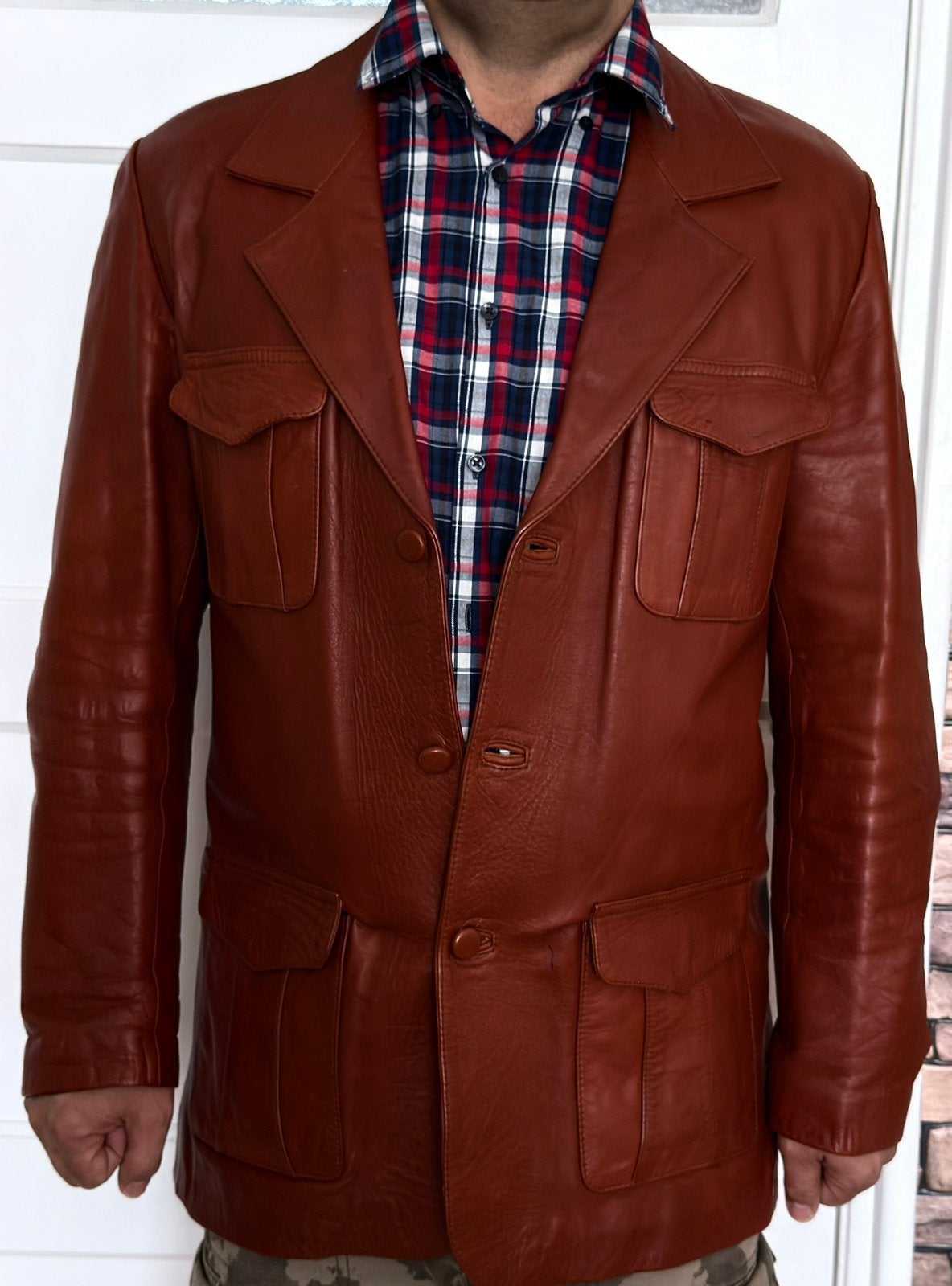 Leren jas heren echt leer XL, Kleding | Heren, Ophalen of Verzenden, Zo goed als nieuw, Maat 52/54 (L), Bruin