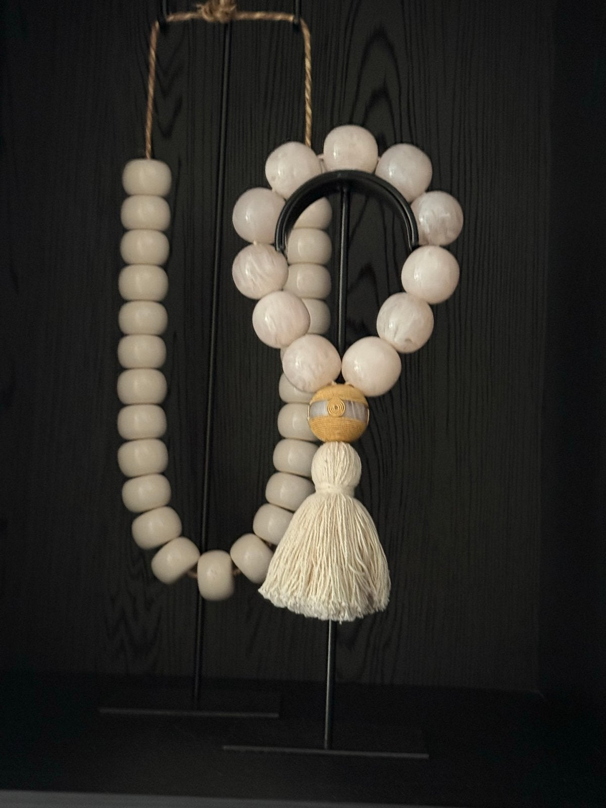 Decoratieve kralenketting met kwastje, Boho, Ophalen of Verzenden, Zo goed als nieuw, Natuurlijk materiaal