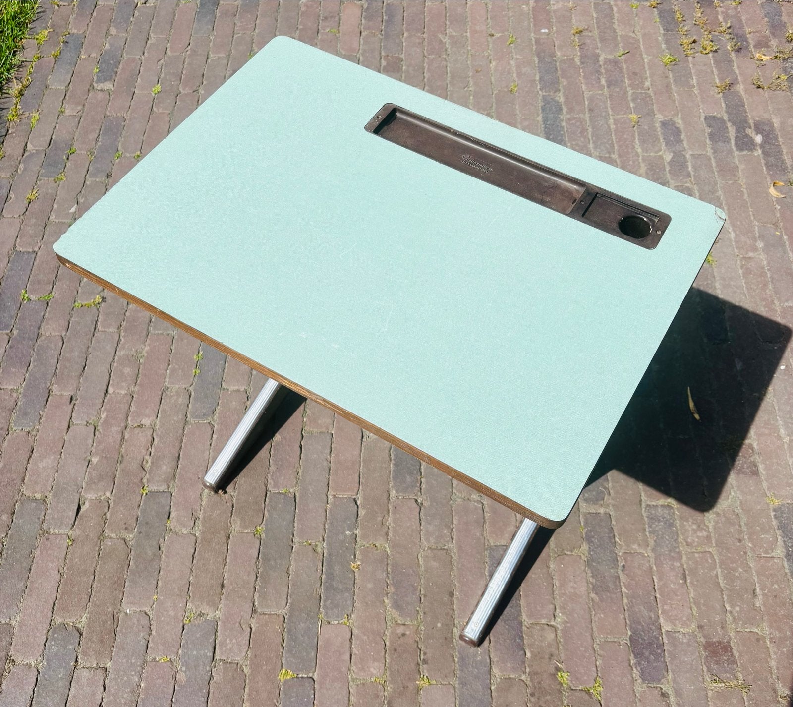 Vintage Galvanitas schooltafeltje 1963 - Groen blad, Ophalen, Gebruikt, Tafel