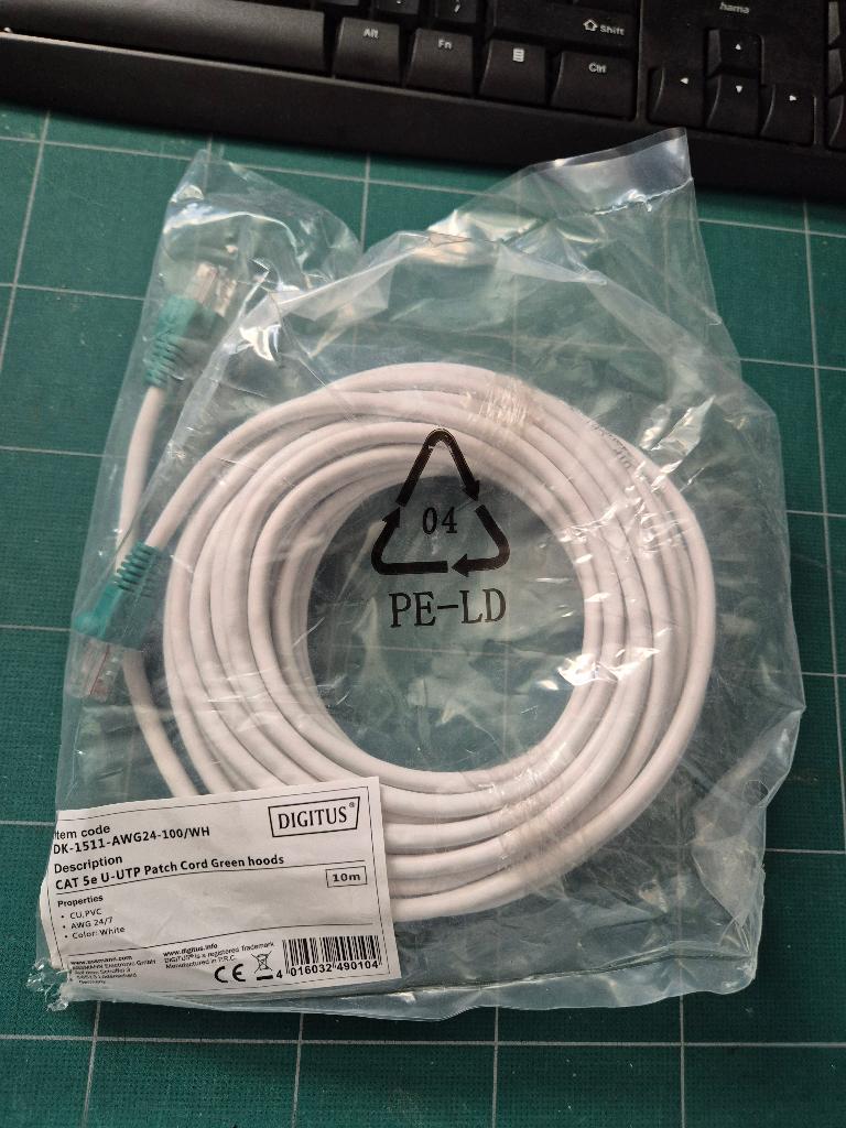 CAT 5e U-UTP Patch Cord Green 10Meter, Ophalen of Verzenden, Nieuw