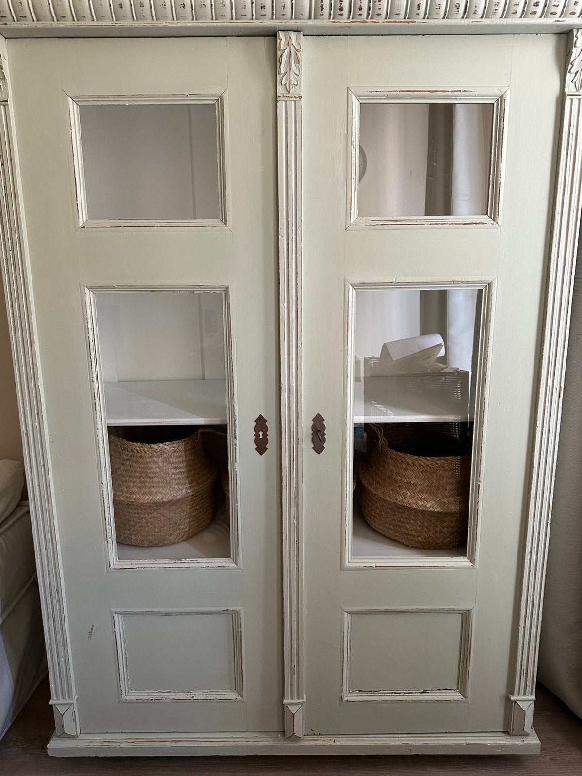 Brocante mint groene kast van dijk & co, Ophalen, Met plank(en), Gebruikt, 100 tot 150 cm