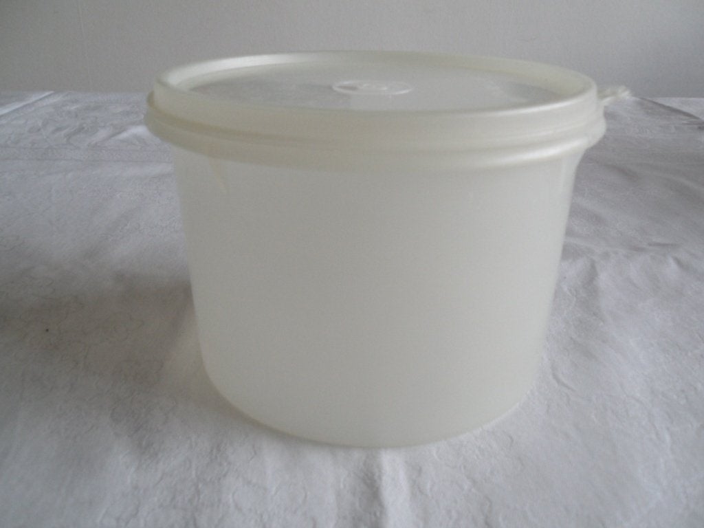 Tupperware vintage voorraadbus met deksel transparant wit, Huis en Inrichting, Gebruikt, Wit, Ophalen of Verzenden, Bus of Trommel