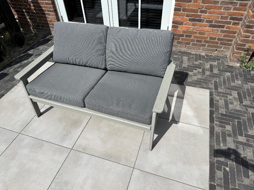 BONDHOLMEN 2-zitsbank grijs + BONDHOLMEN Fauteuil grijs, Ophalen, Gebruikt, 3 zitplaatsen, Loungeset