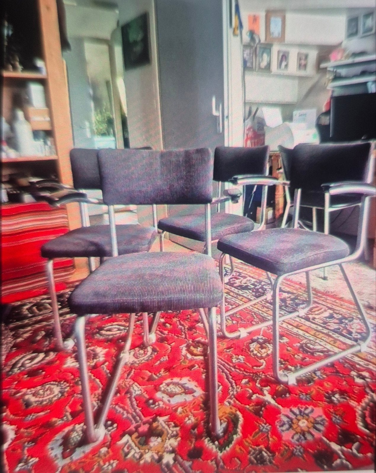 4 mooie rib eetkamerstoelen, Ophalen, Gebruikt, Metaal, Vier