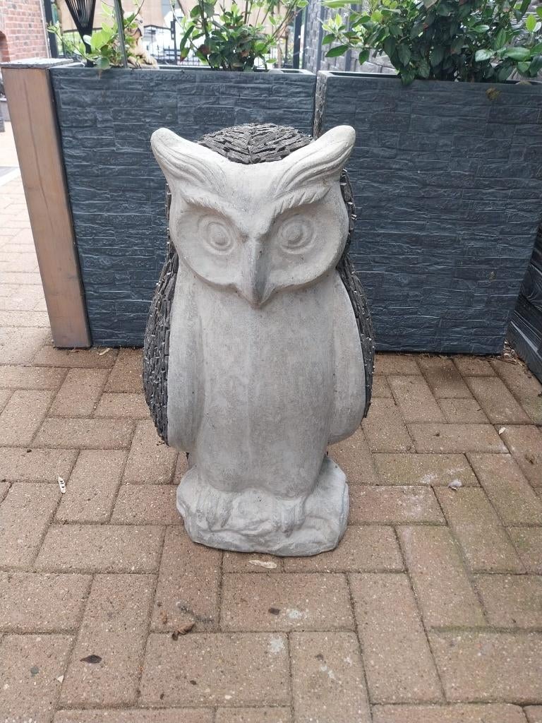 Tuinbeeld uil van beton en arduin, Tuin en Terras, Tuinbeelden, Ophalen, Zo goed als nieuw