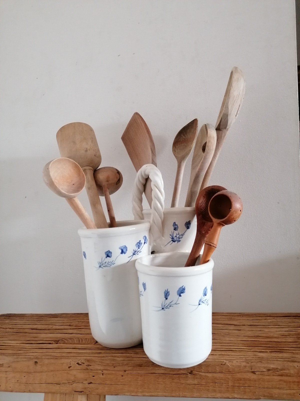 Brocante vintage lepelhouder vaas, Ophalen of Verzenden