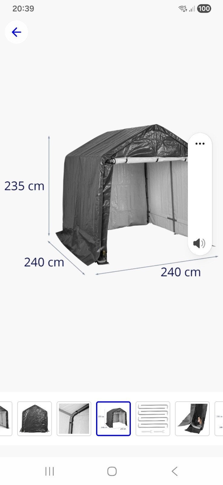 Garage tent, Ophalen, Gebruikt, Minder dan 5 meter
