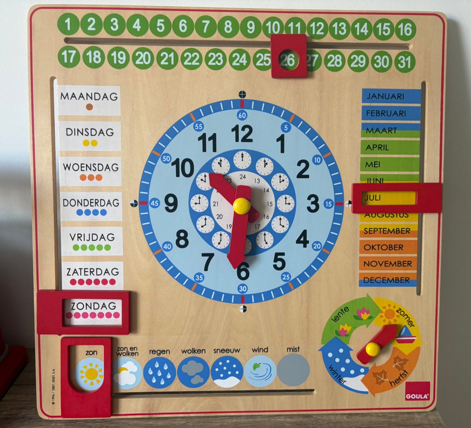 Goula kalender klok, Ophalen