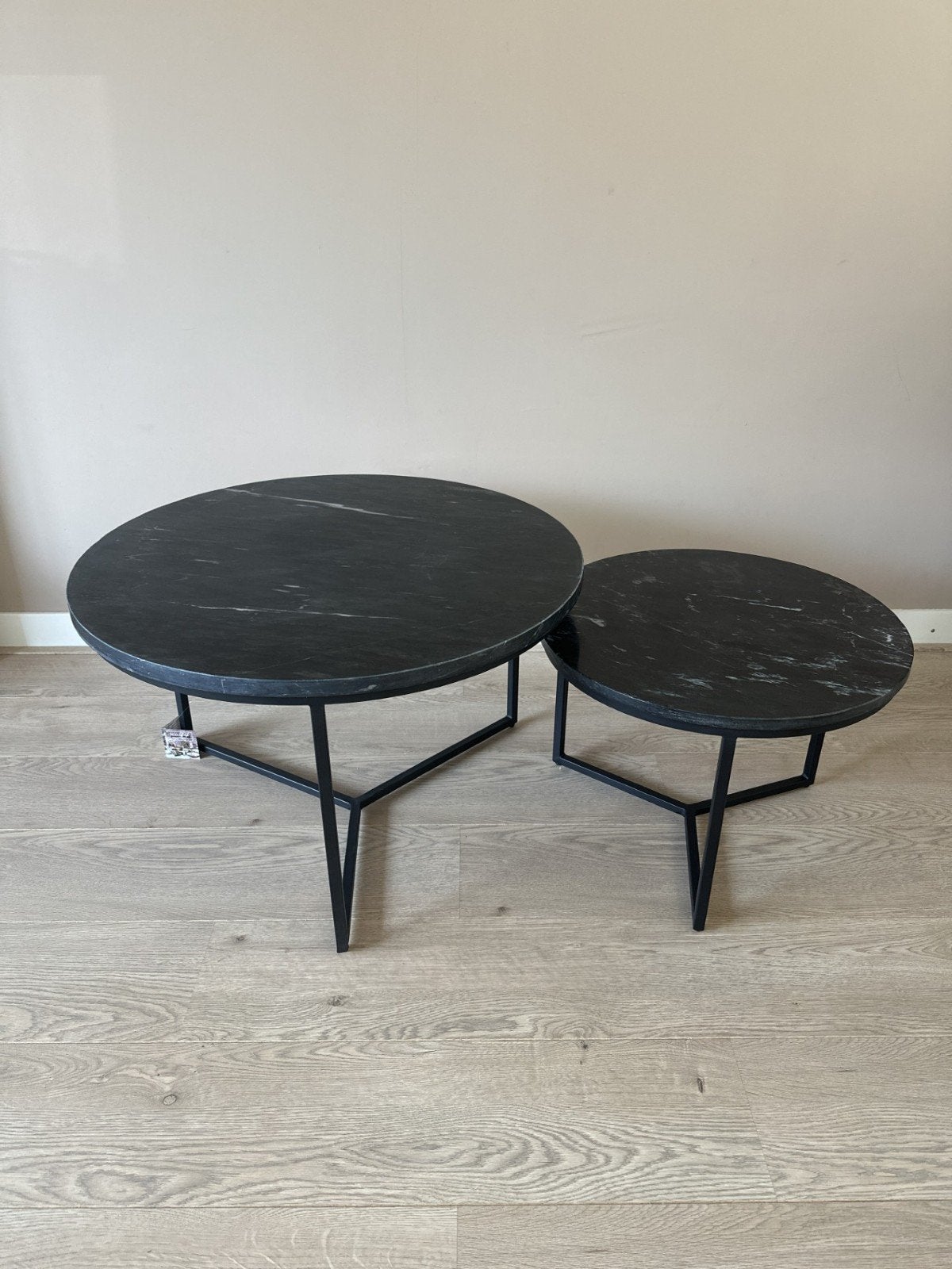 Marmeren ronde salontafel set van 2 - NIEUW!, Huis en Inrichting, Ophalen, 50 – 75, 50 tot 100 cm, Rond