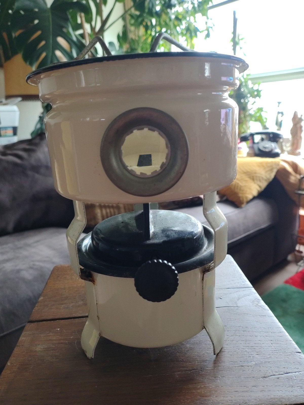 Vintage Beccon Petroleumstel 1-Pits Wit/Crème, Antiek en Kunst, Ophalen of Verzenden