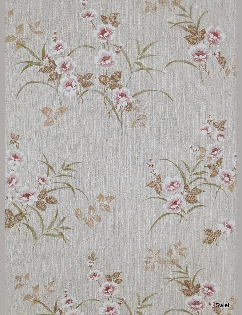 5026 Jutelook bloemenbehang jaren 80 vintage stijl swiet, Verzenden, Beige