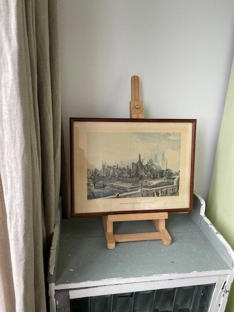 Antieke ingekleurde prent Westminster Hall & Abbey. Londen., Antiek en Kunst, Kunst | Etsen en Gravures, Ophalen, Ets, Stadsgezicht