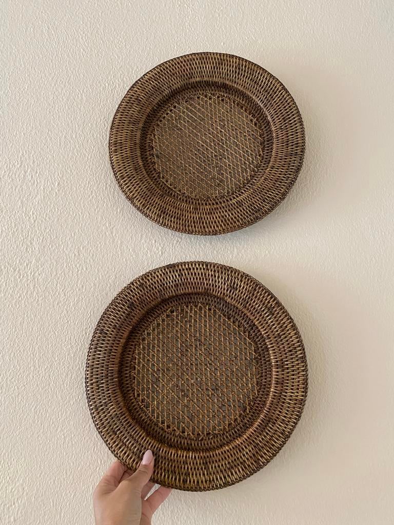 Set van 2 rotan onderborden/wanddecoratie, Boho, Ophalen of Verzenden, Zo goed als nieuw, Wandbord of Wandpaneel