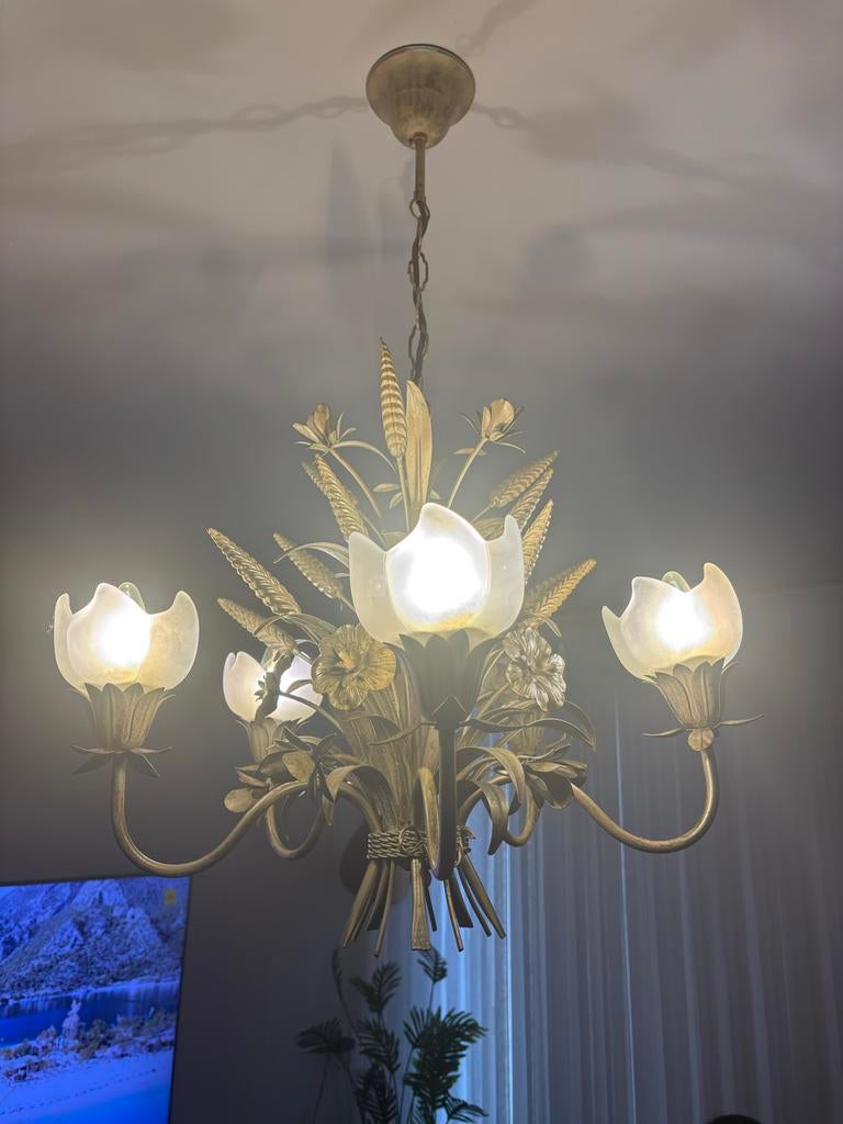 Vintage Kroonluchter 2 maal, Huis en Inrichting, Lampen | Kroonluchters, Ophalen, Zo goed als nieuw, Metaal