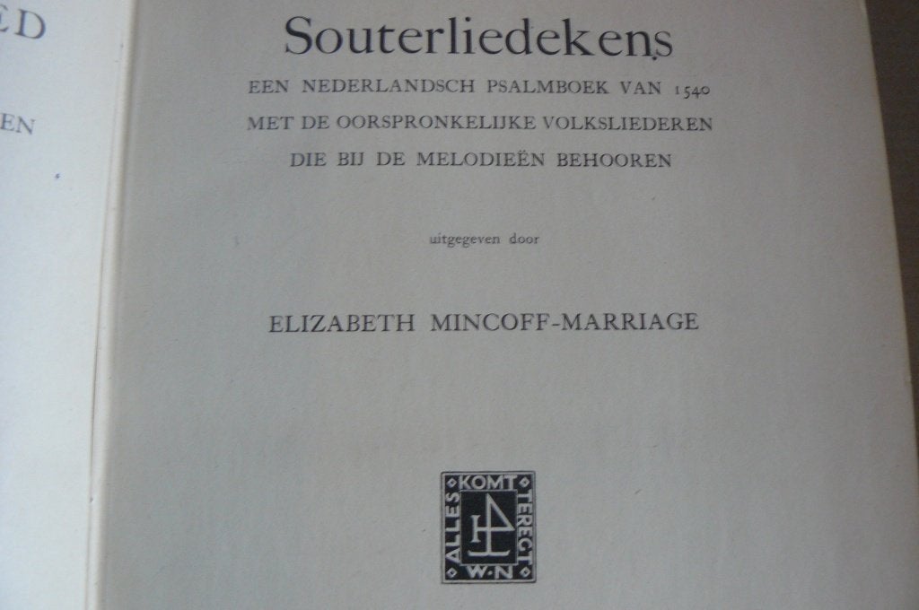 SOUTERLIEDEKENS / Nederlandsch Psalmboek van 1540 / 1922, Ophalen of Verzenden