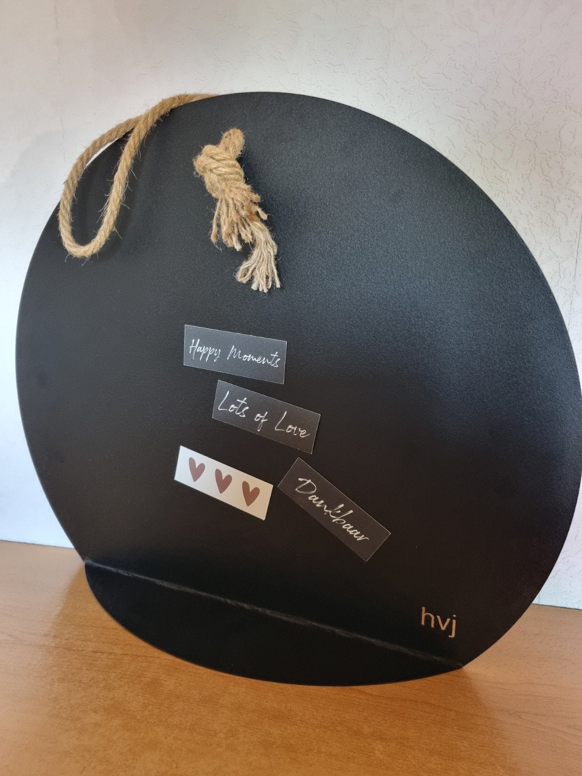 HVJ / Houdt van jou | magnetisch memobord | rond 60 cm., Ophalen, Metaal, Zwart, Zo goed als nieuw