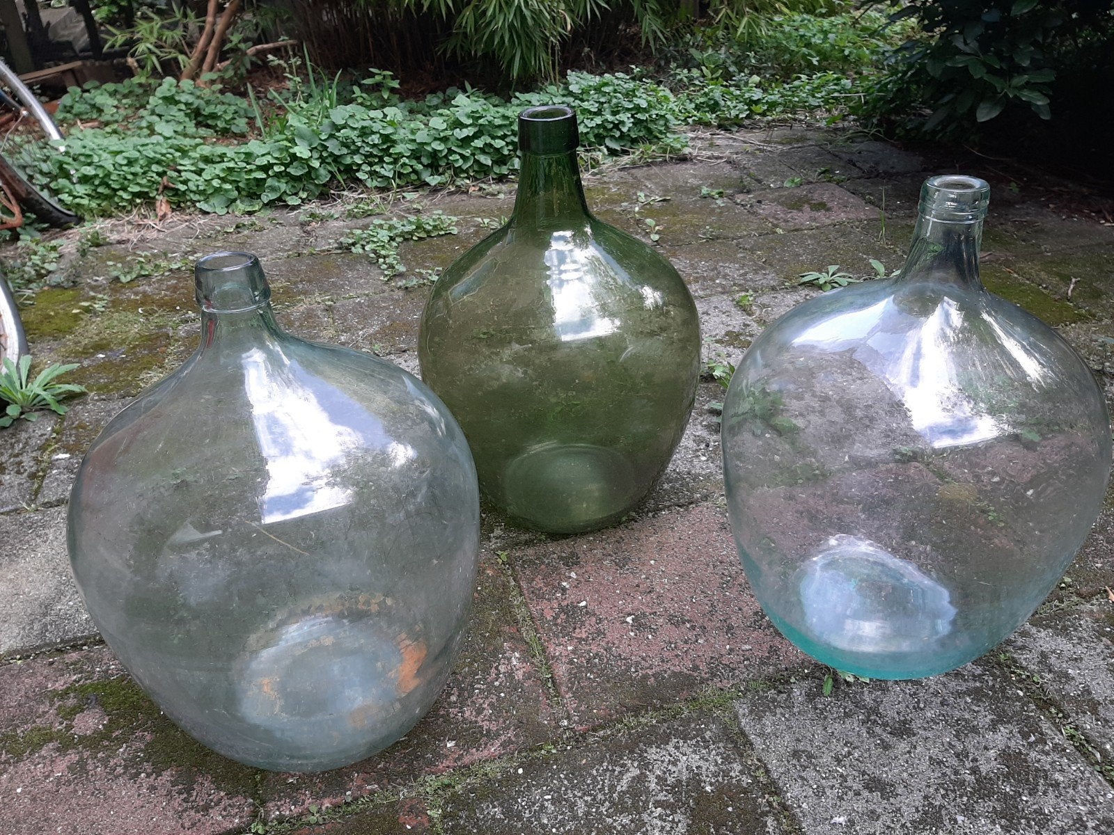 3 grote flessen, gistflessen, Dame Jeanne, Ophalen