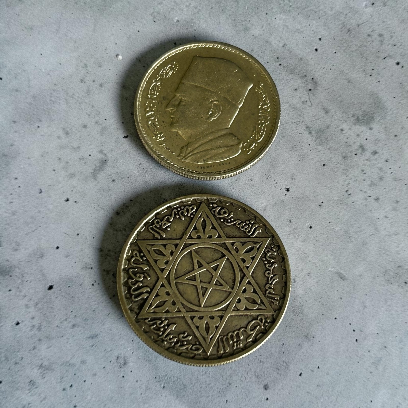 Set 2x Zilveren Marokkaanse Munten: 1 Dirham & 200 Francs, Ophalen of Verzenden, Overige landen, Zilver