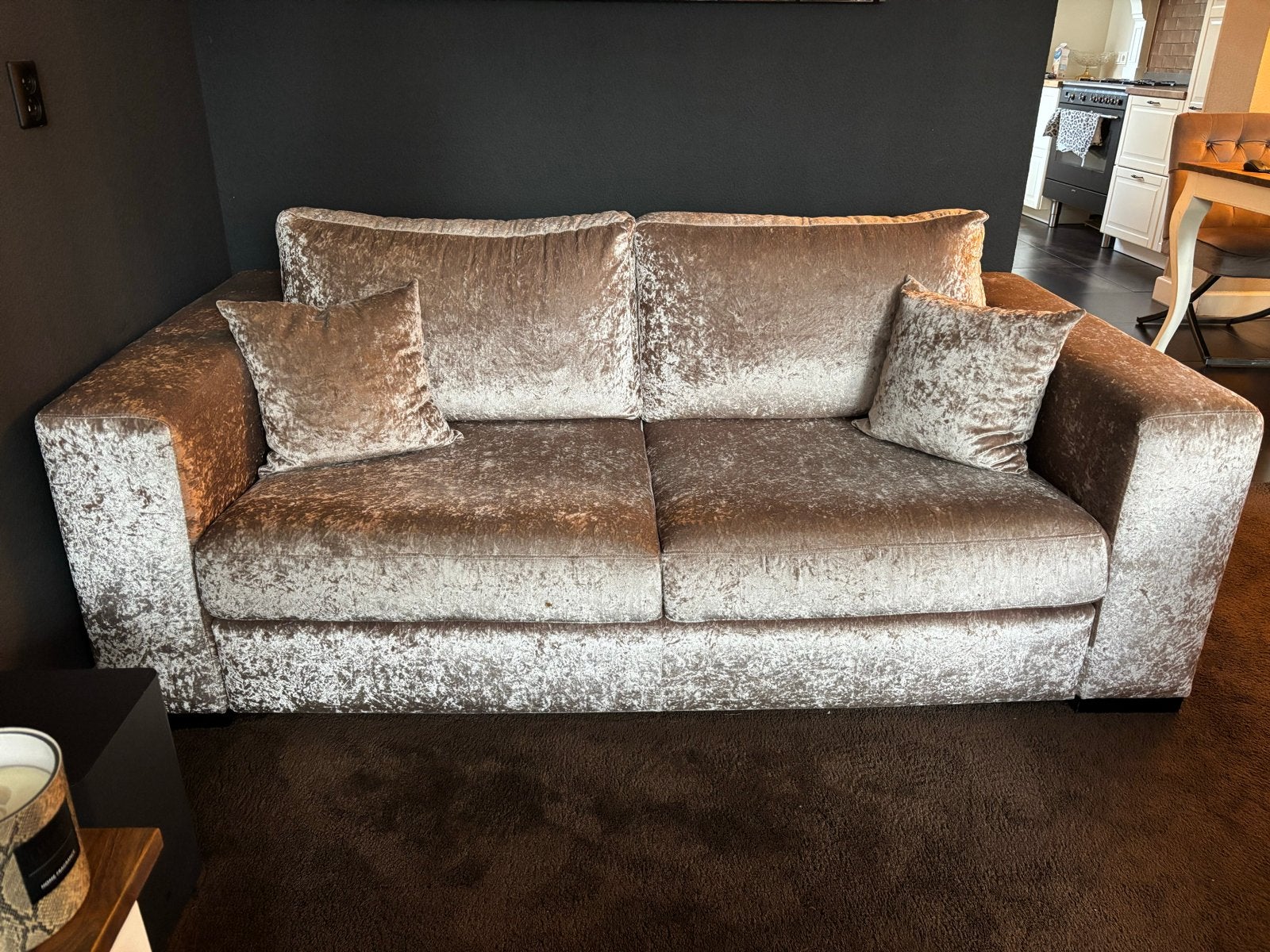 Crushed Velvet 2-zitsbank van Zitmaxx - Zo goed als nieuw, Ophalen, Tweepersoons, 75 tot 100 cm, Zo goed als nieuw
