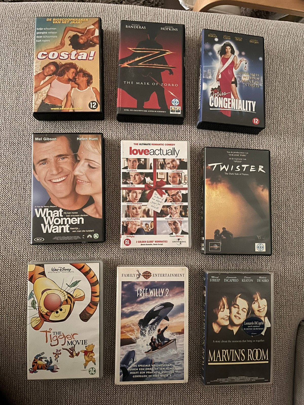Originele VHS videobanden: Disney, Costa!, Twister, Love Act, Cd's en Dvd's, VHS | Film, Gebruikt, Overige genres, Alle leeftijden