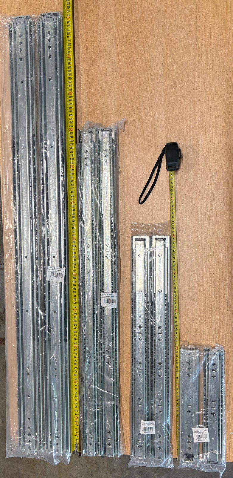 Set Kogelgelagerde ladegeleiders 30/60/90/120 cm, Ophalen, Helmmond / Someren, Overige typen, Nieuw