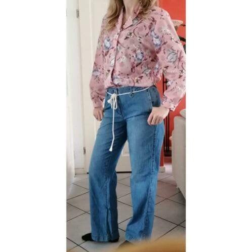 Vintage 90's retrostyle blouse oudroze gebloemd mt M-L 34771, Kleding | Dames, Maat 38/40 (M), ., Vintage, Ophalen of Verzenden