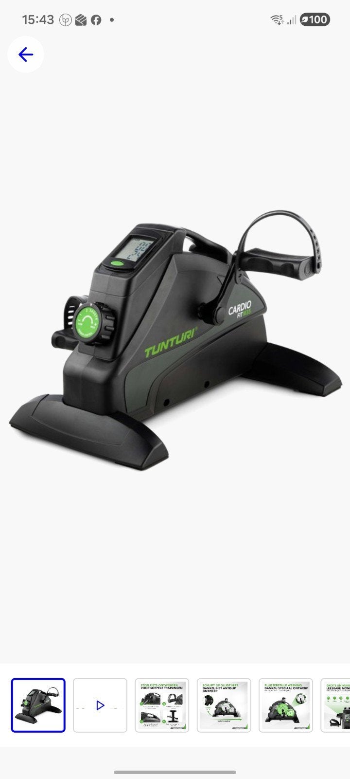 Tunturi Cardio Fit D10 Mini Bike - Compacte Hometrainer, Ophalen, Kunststof, Armen, Zo goed als nieuw