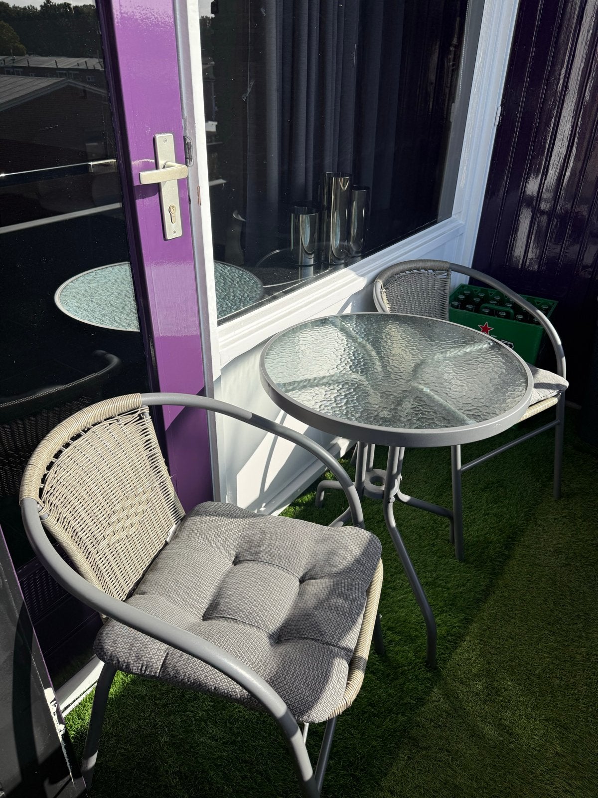 Balkonset - 2 stoelen en tafel, Overige materialen, Gebruikt, Stoel, Tuinset