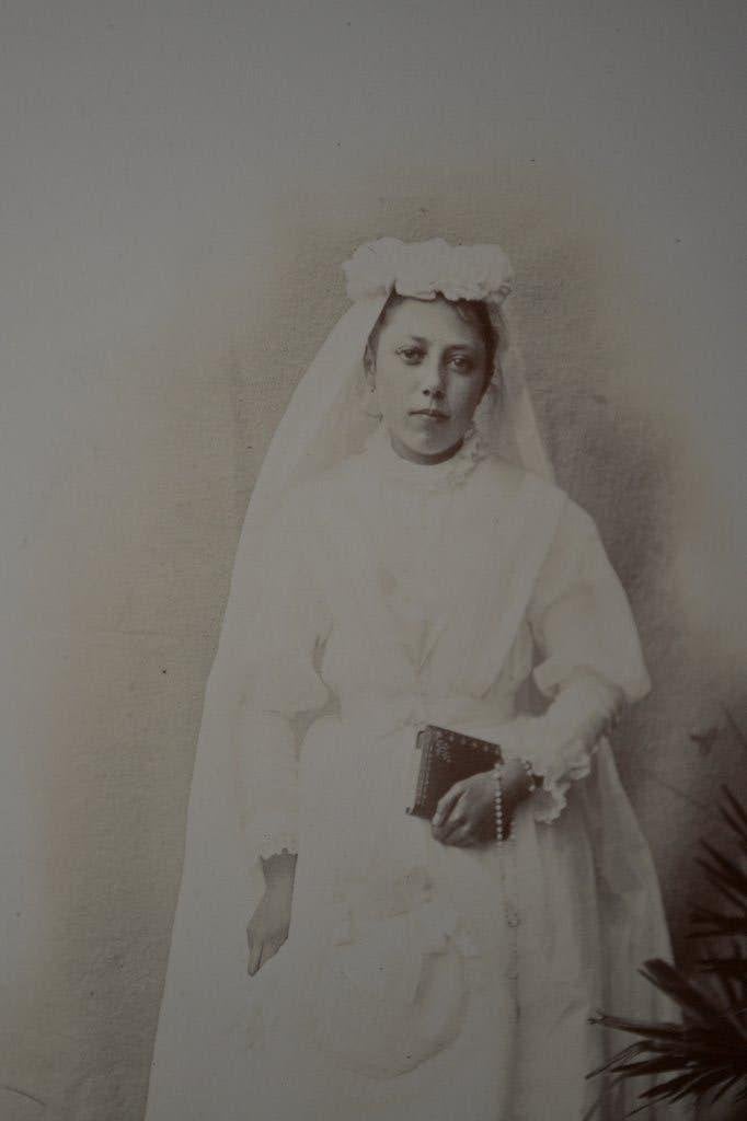 frankrijk 1900 kabinetfoto meisje heilige communie, Gebruikt, Foto, Voor 1940, Buitenland