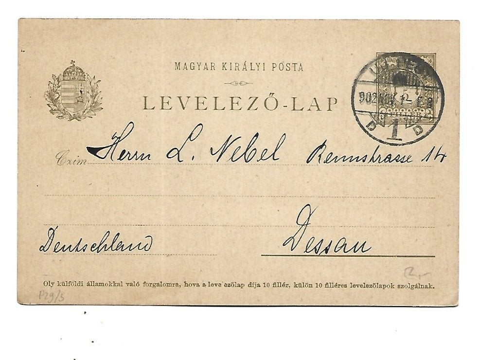Hongarije, Verzenden, Briefkaart