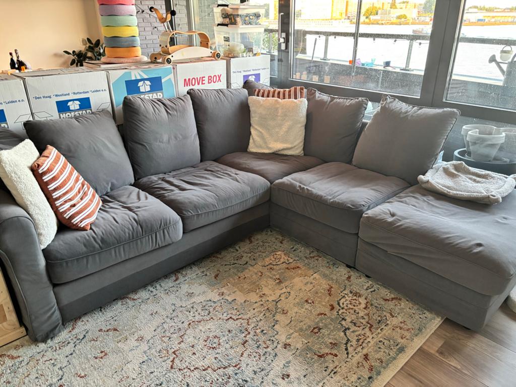 Grönlid hoekbank met chaise longue & opbergruimte, Ophalen, 250 tot 300 cm, Gebruikt, 100 tot 125 cm