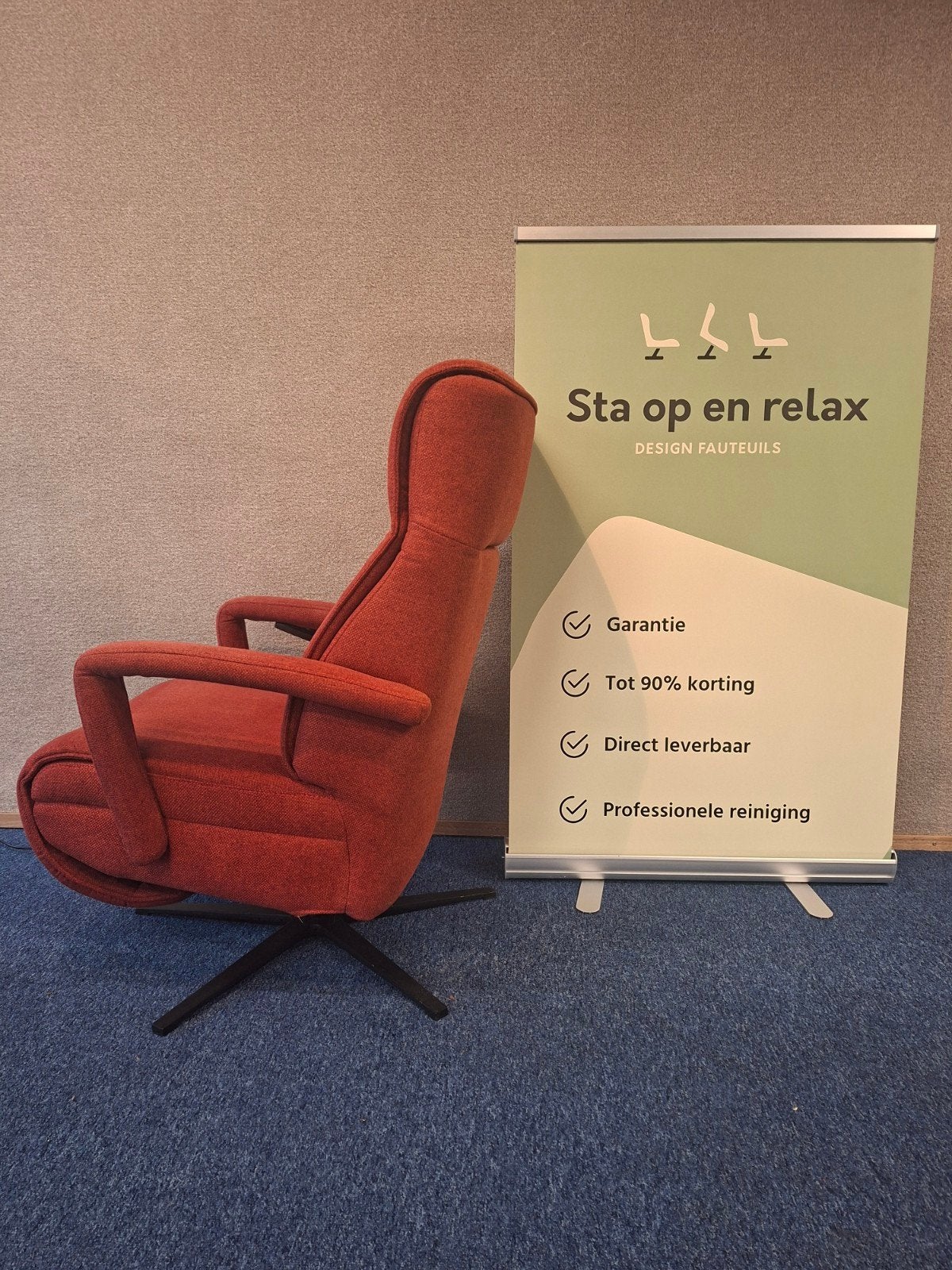 sta op relax fauteuil Prominent Stockholm ZGAN extra luxe., Minder dan 75 cm, Hoofdstraat 60 Schijndel, Ophalen of Verzenden, Zo goed als nieuw