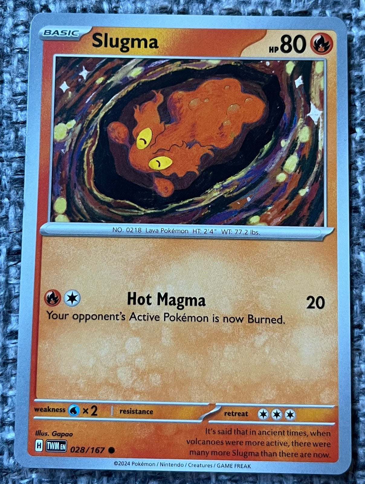 Pokémonkaart van Slugma (218) • Twilight Masquerade, Verzenden, Nieuw, Losse kaart