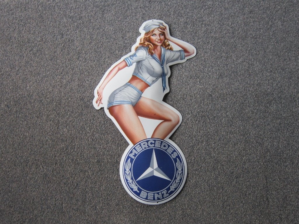 MERCEDES EMAILLE RECLAMEBORD, Ophalen, Gebruikt, Reclamebord