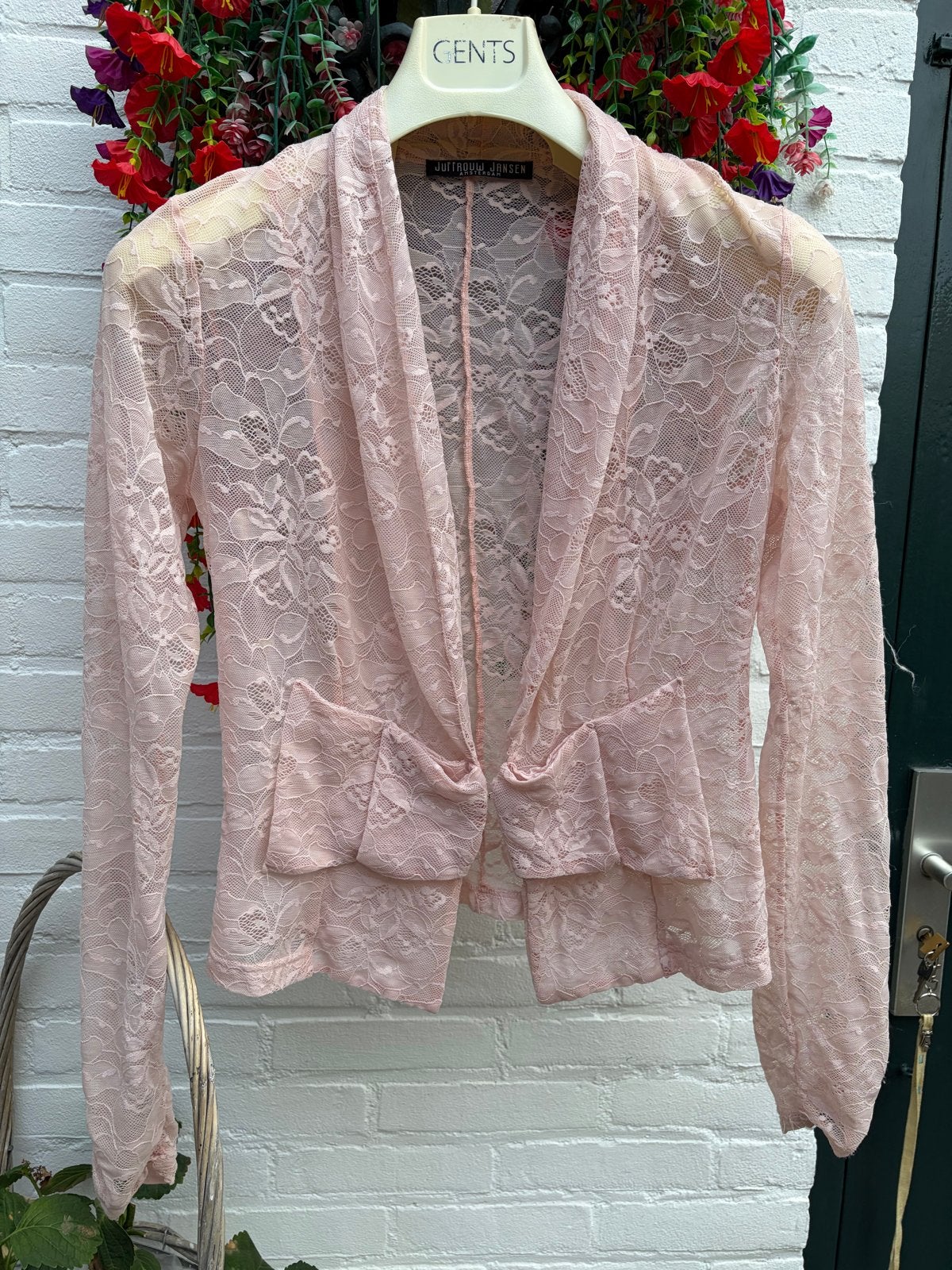 Lichtroze Kanten Blazer Vest Juffrouw Jansen Maat S (36), Ophalen of Verzenden, Zo goed als nieuw, Maat 36 (S), Roze
