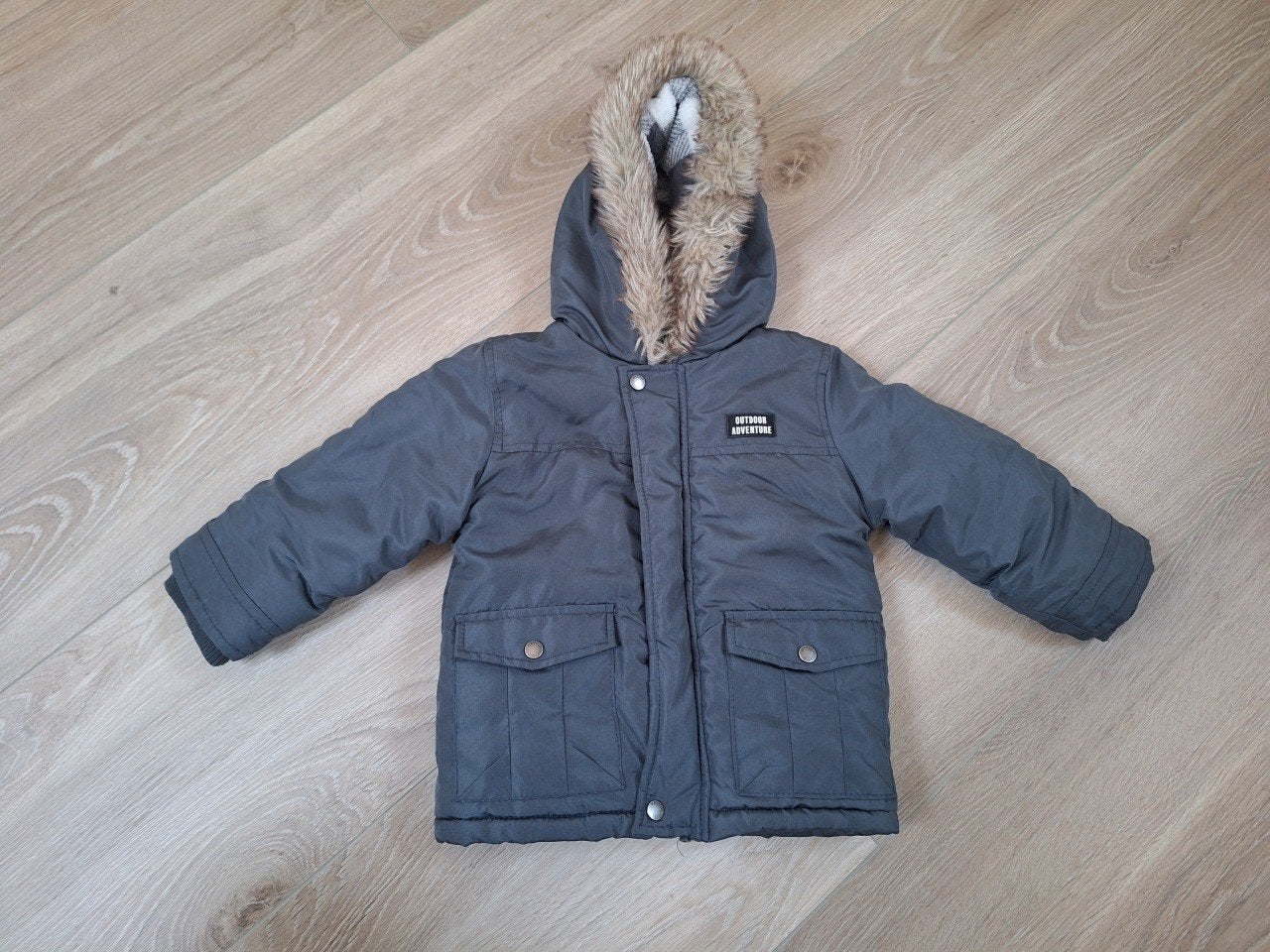Blauw grijze kind jas Zeeman - maat 80, Kinderen en Baby's, Babykleding | Maat 80, Zeeman, Gebruikt, Ophalen of Verzenden, Jasje
