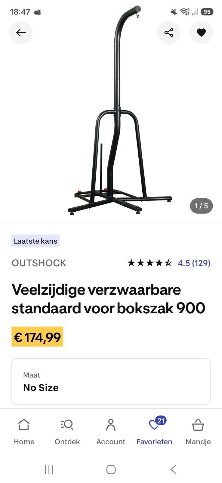 Bokszak met standaard - Zo goed als nieuw in de kleur zwart, Ophalen, Zo goed als nieuw, Bokszak