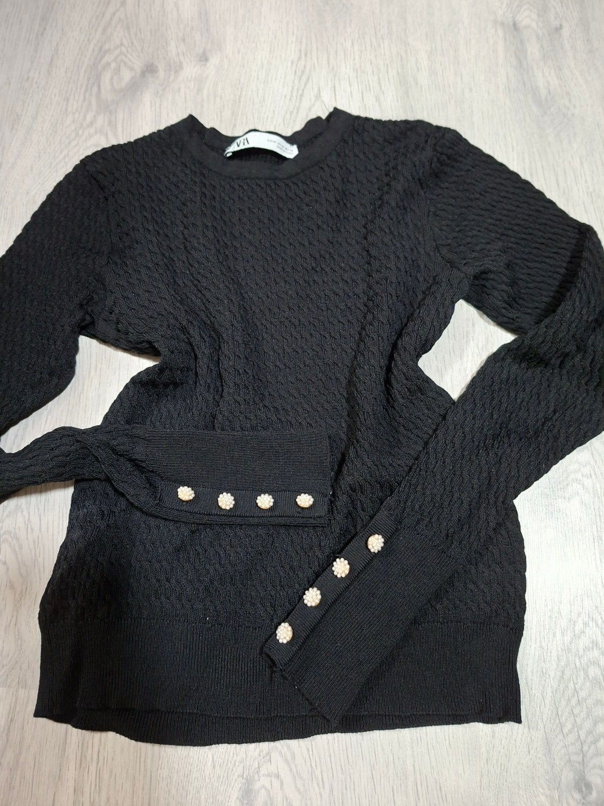 Zwarte Zara trui met leuke knoopjes bij de mouw, maat S, Ophalen of Verzenden, Maat 36 (S), Gedragen, Zara