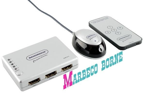 HDMI switch, schakelaar 5 in 1 uit incl. afstandsbed Op=Op, Bandridge, Nieuw, Info@marbeco.nl, Ophalen of Verzenden