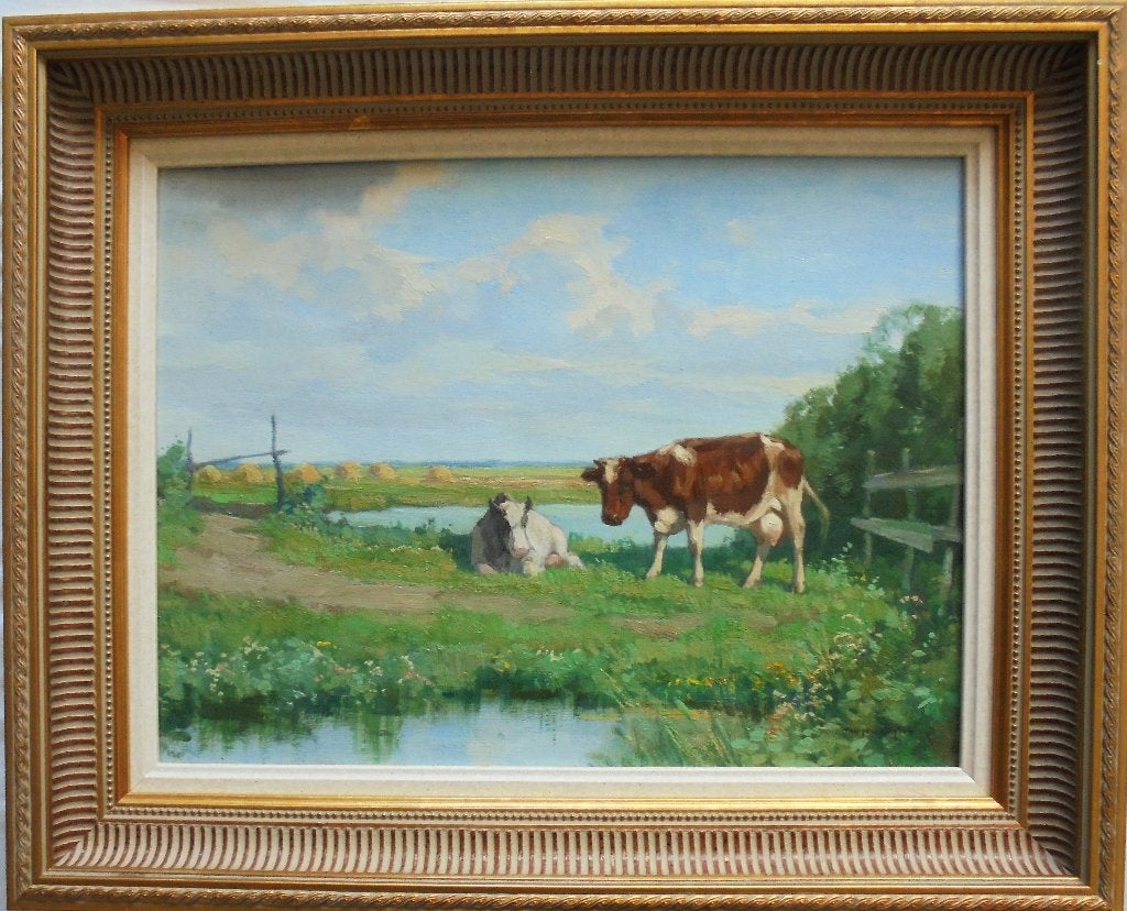 Willem Noordijk.1887-1970.Koeien in de polder van Eemnes.No1, Antiek en Kunst, Ophalen