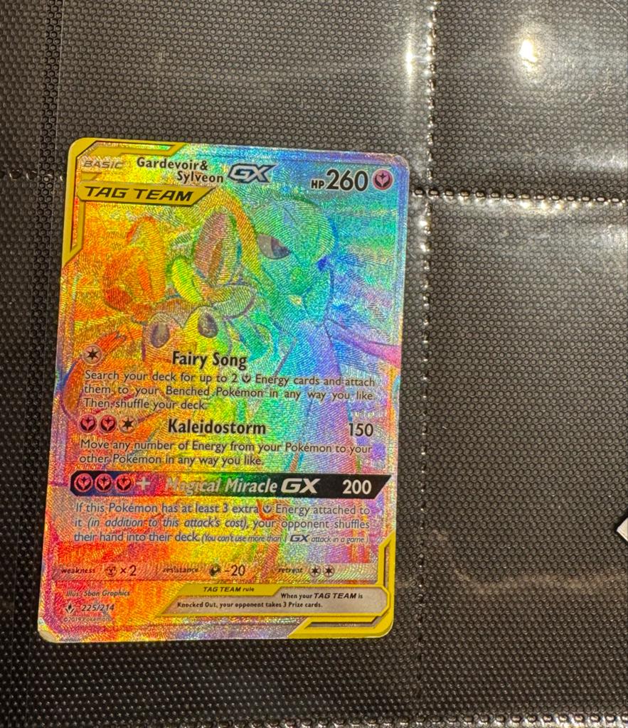 Rainbow Gardevoir & Sylveon GX Tag Team Pokémon Kaart, Ophalen of Verzenden, Zo goed als nieuw, Losse kaart, Foil