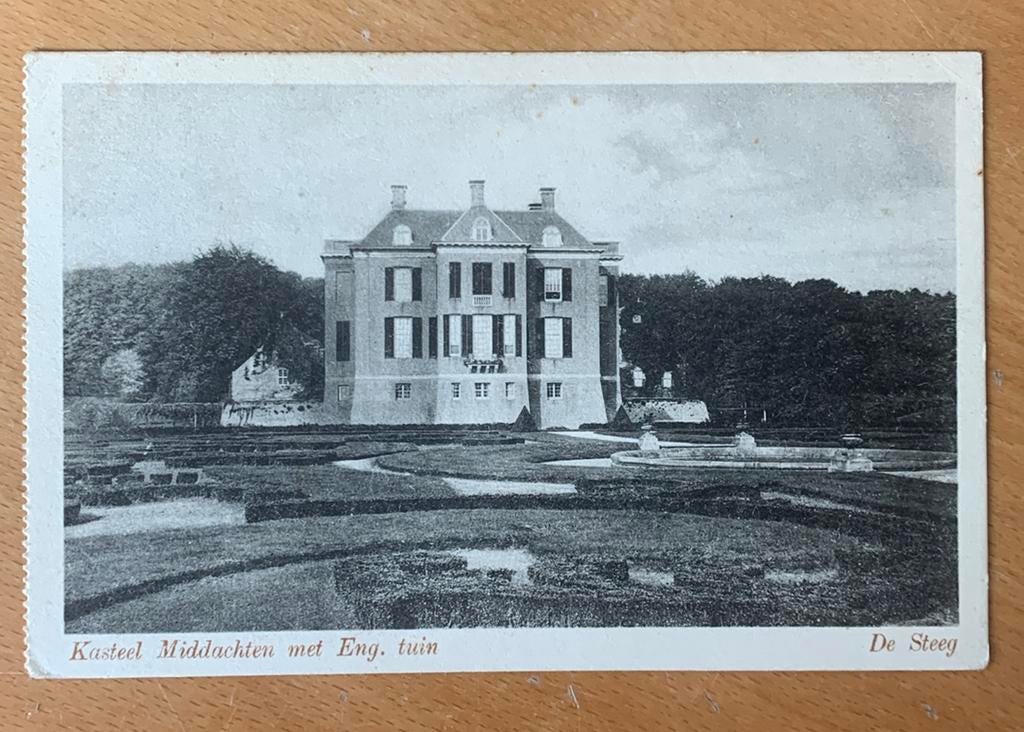 Ansichtkaart kasteel middachten met engelse tuin De Steeg, Ophalen of Verzenden, Ongelopen