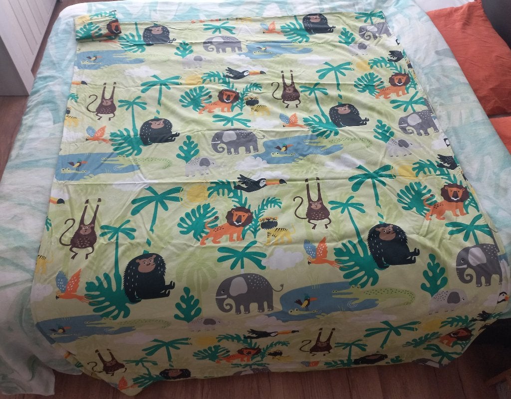 Dekbedovertrek eenpersoons kinderkamer jungle Ikea, Gebruikt, Ophalen of Verzenden, Wasbaar, IKEA