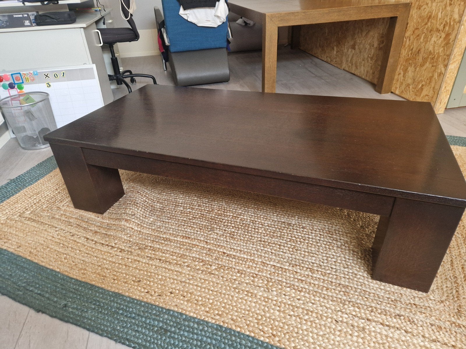 Eiken koloniaal salontafel 135x70x35 cm, Ophalen, Gebruikt, 100 tot 150 cm, Eikenhout