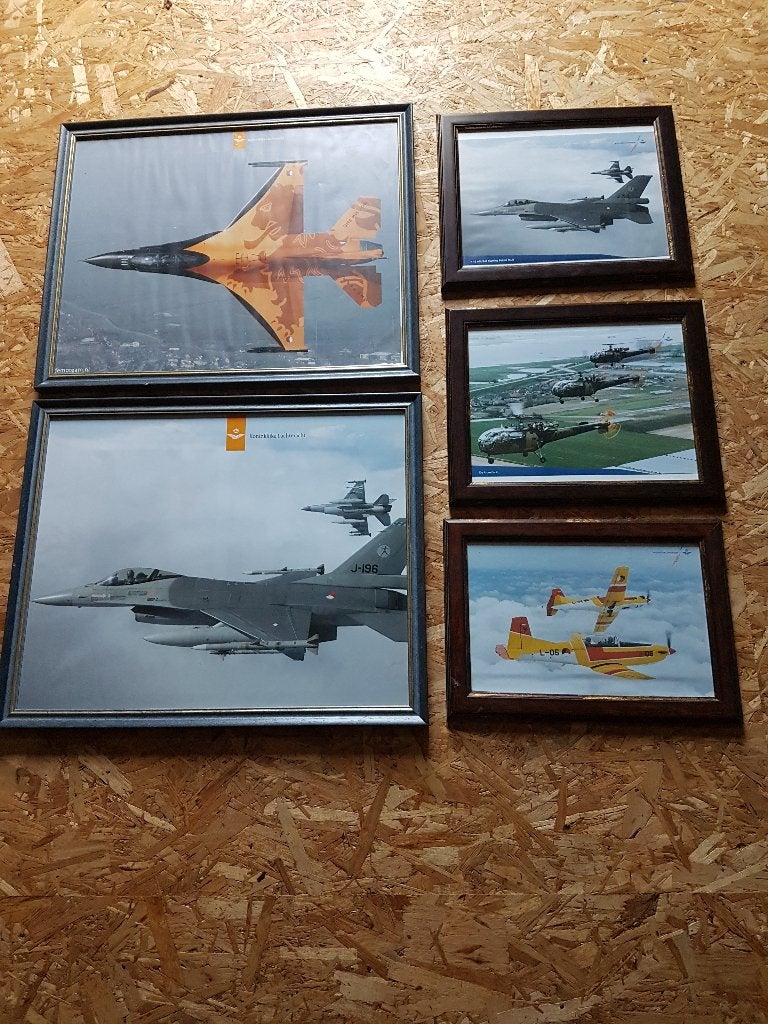 foto in lijst koninklijke luchtmacht, 5 stuks, Ophalen, Zo goed als nieuw, Kaart, Foto of Prent