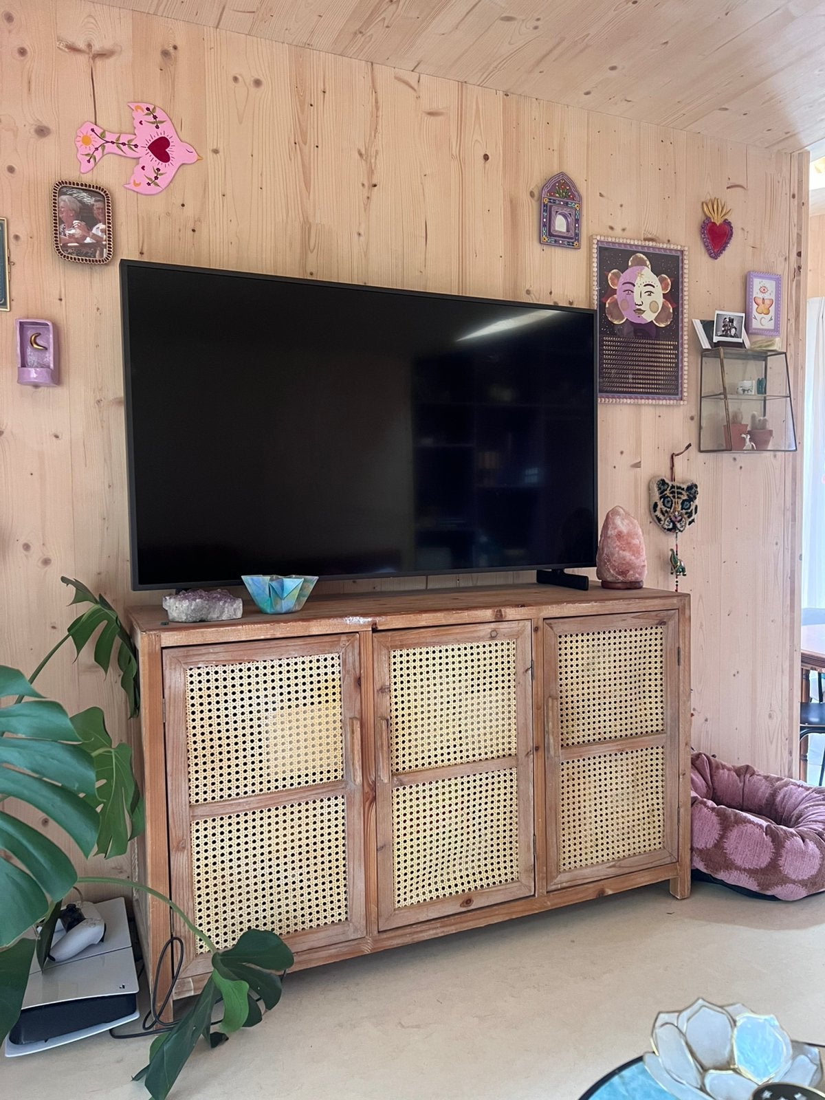 Dressoir kastje tvkast dressoir webbing rotan bandung Xenos, Ophalen, Gebruikt, 100 tot 150 cm, 25 tot 50 cm