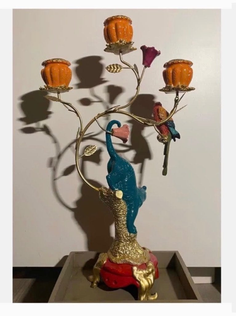 Korting Decoratieve kandelaar met dierenmotieven 44 cm hoog, Ophalen