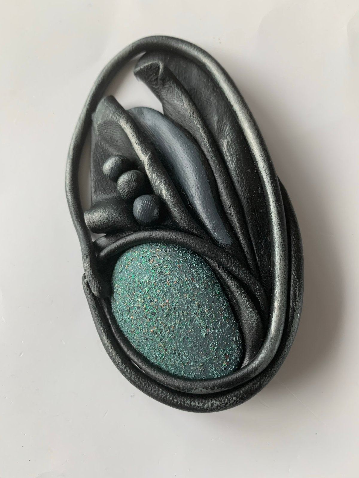 Vintage Broche met Edelsteen - Nieuw, Overige materialen, 4 tot 7 cm, Zwart, Nieuw