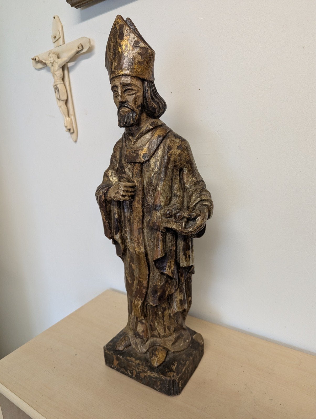 Houten Sint beeld antiek, Ophalen of Verzenden